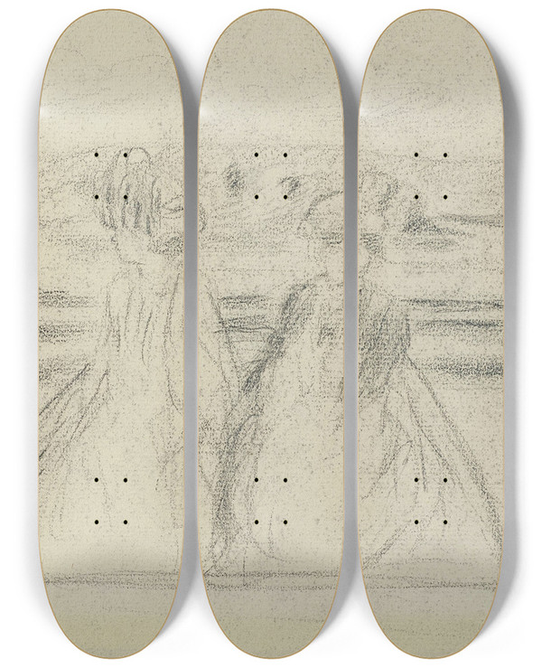 Triptych art skateboard deck of Pierre Bonnard Deux Lgantes by Pierre Bonnard (1867-1947)