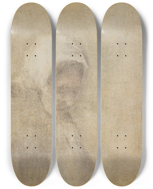 Triptych art skateboard deck of Vincent Van Gogh Woman From Scheveningen by Vincent van Gogh (1853-1890)