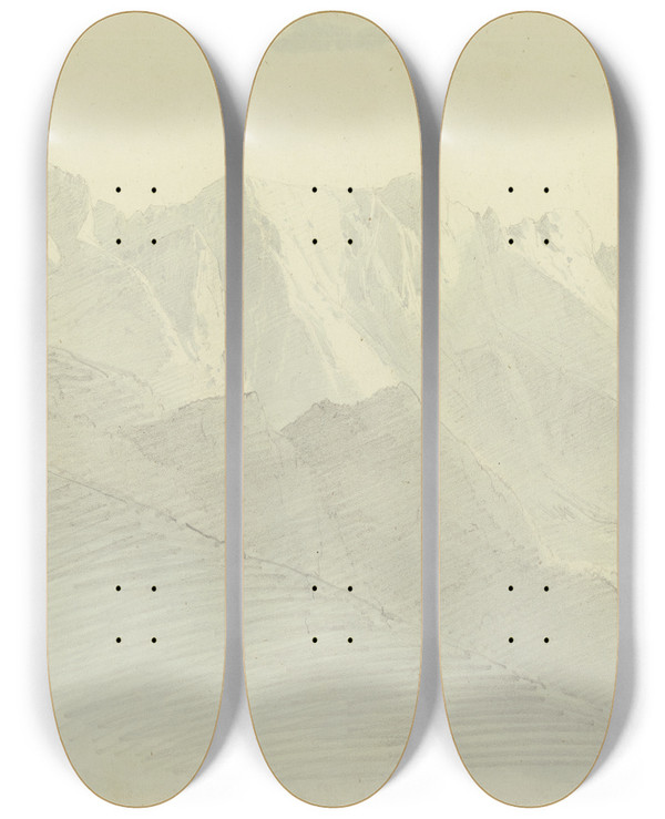 Triptych art skateboard deck of Fritz Bamberger Partenkirchen by Fritz Bamberger (1814-1873)