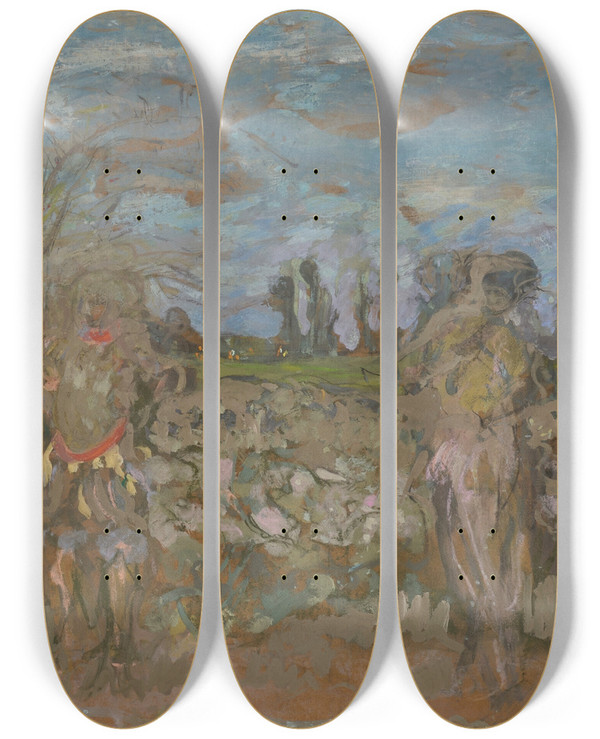 Triptych art skateboard deck of Douard Vuillard Comdiens Dans Les Sousboisii by douard Vuillard (1868-1940)