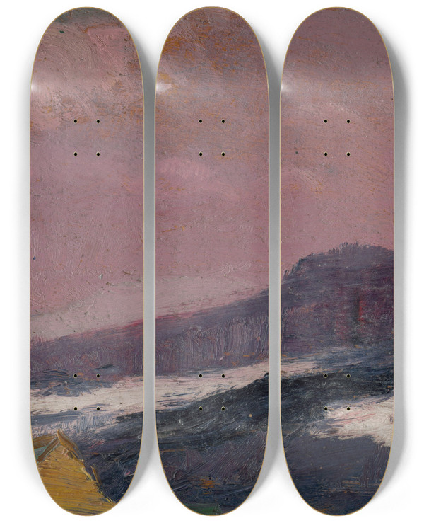 Triptych art skateboard deck of Ferdinand Katona Early Spring_1 by Ferdinand Katona (1864-1932)