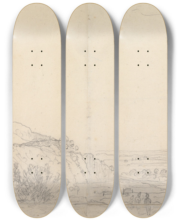 Triptych art skateboard deck of Richard Wilson Boxhill Surrey by Richard Wilson (1714-1782)