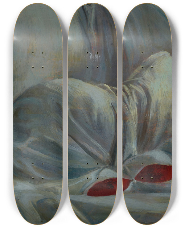 Triptych art skateboard deck of Ambroy Sabatowski A Study by Ambrozy Sabatowski (1871-1920)