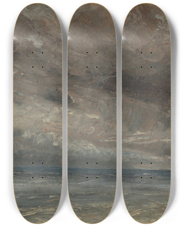 Triptych art skateboard deck of John Constable Stormy Sea Brighton by John Constable (1776-1837)