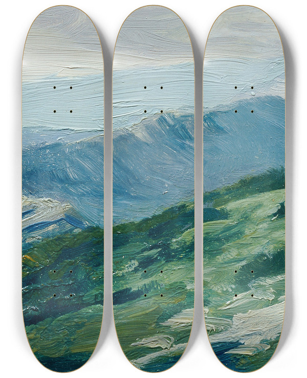 Triptych art skateboard deck of Ferdinand Engelmller Riesengebirge by Ferdinand Engelmuller (1867-1924)