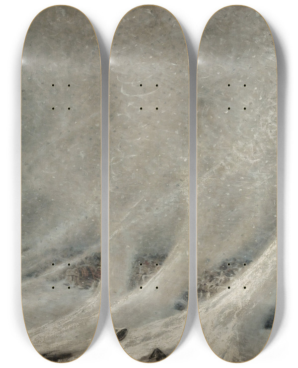 Triptych art skateboard deck of Vasily Vereshchagin A Resting Place Of Prisoners by Vasily Vereshchagin (1842-1904)