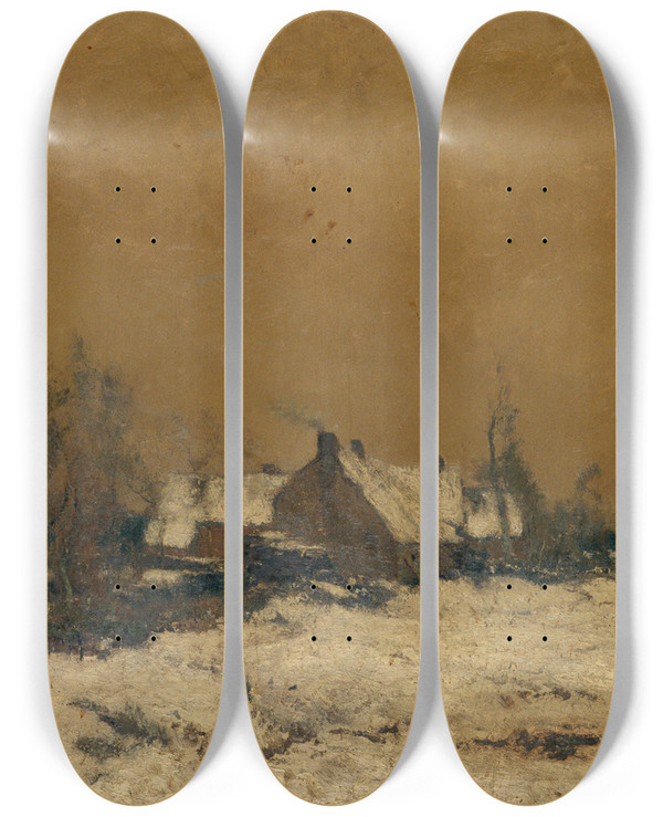 Triptych art skateboard deck of Frantz Binj Winter In The Kempen by Frantz Binje
