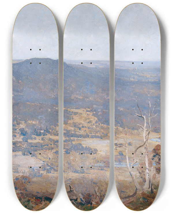 Triptych art skateboard deck of Arthur Streeton Australia Felix by Arthur Streeton (1867-1943)