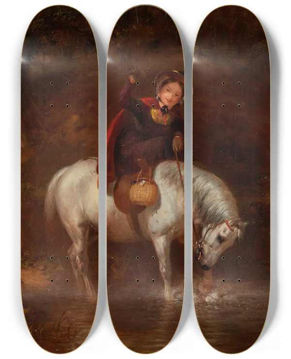 Triptych art skateboard deck of James Ward Confrontation At The Crossing by James Ward (1769-1859)