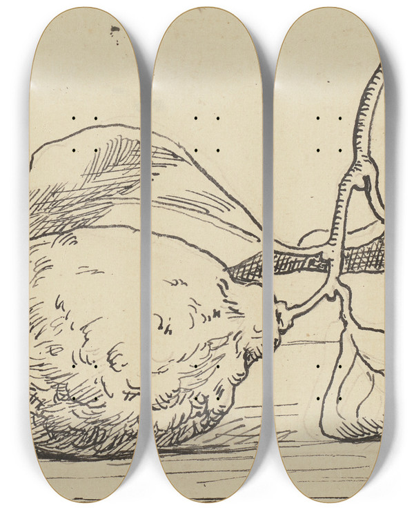Triptych art skateboard deck of Hans Thoma Zitrone by Hans Thoma (1839-1924)