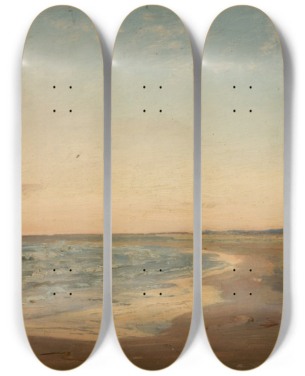 Triptych art skateboard deck of Amaldus Nielsen Fra Nrland Jren_1 by Amaldus Nielsen (1838-1932)