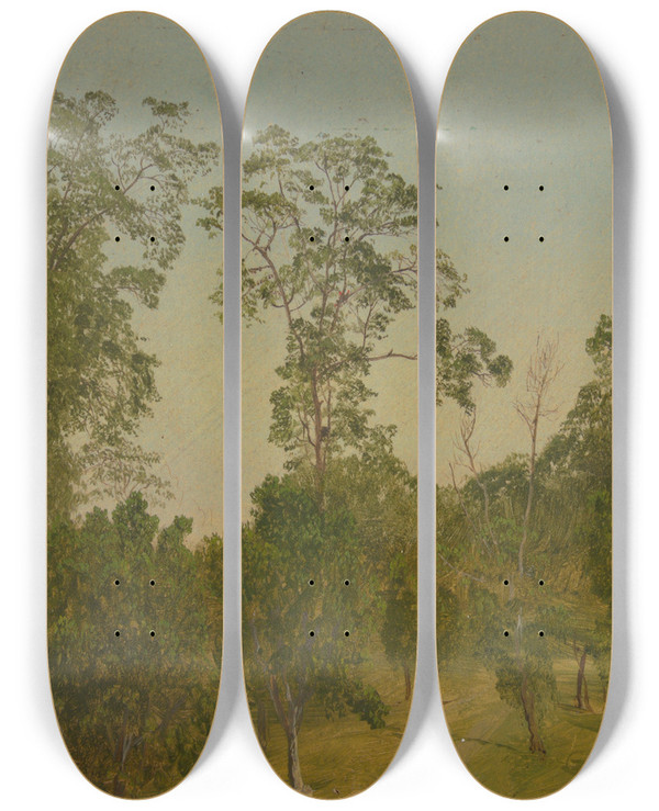 Triptych art skateboard deck of Frederic Edwin Church Landscapes by Frederic Edwin Church (1826-1900)