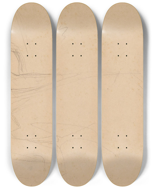 Triptych art skateboard deck of August Alleb Portret Van Een Vrouw Zittend Op Een Stoel In Een Psychiatrische Inrichting by August Allebe (1838-1927)