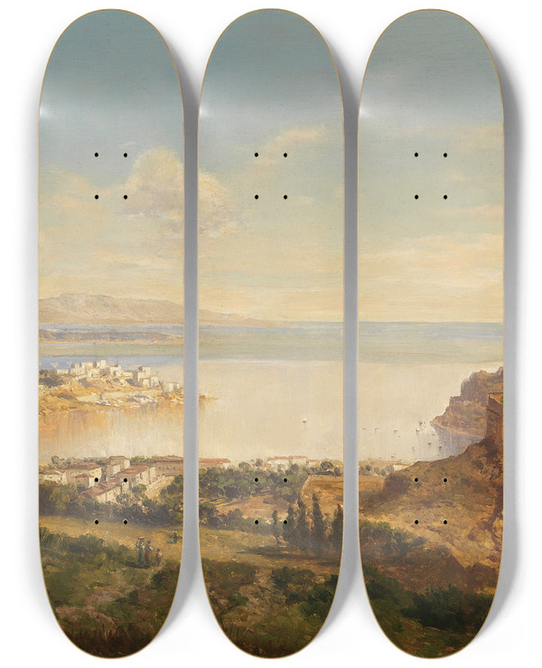 Triptych art skateboard deck of Albert Zimmermann Monaco Riviera Di Ponente by Albert Zimmermann (1808-1888)