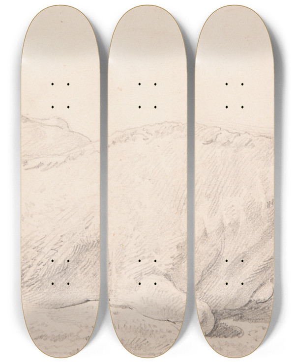 Triptych art skateboard deck of Jacquesraymond Brascassat Buf Couch by Jacques Raymond Brascassat (1804-1867)