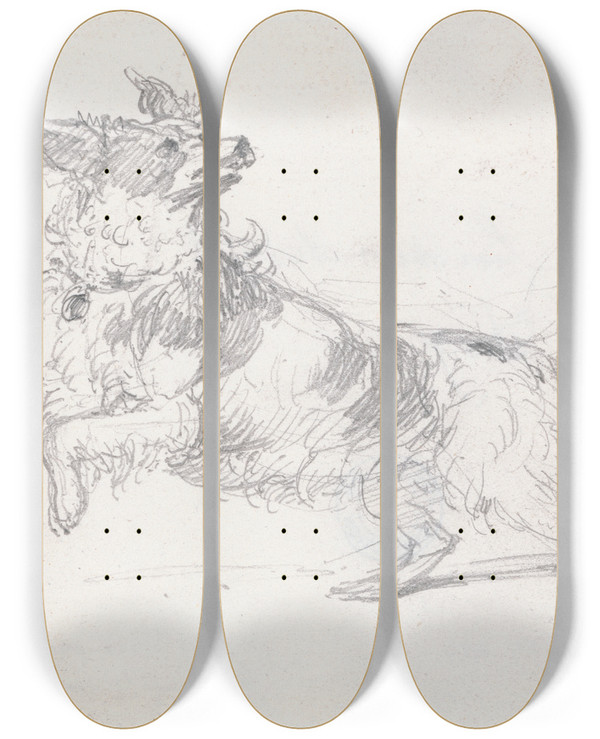 Triptych art skateboard deck of James Ward Lady Londonderrys Dog by James Ward (1769-1859)