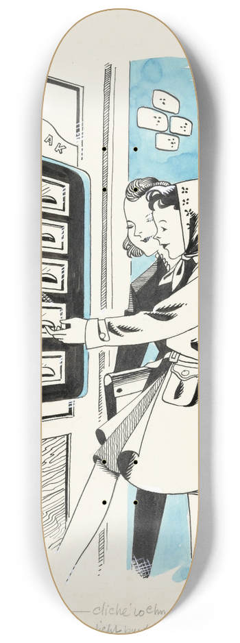 Eddy de Smet - Marjo bij een loket met gebak 8.25 inch art skate deck