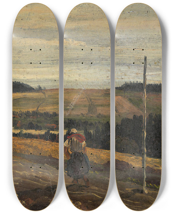 Triptych art skateboard deck of Thomas Fearnley Lansdscapestudy by Thomas Fearnley (1802-1842)