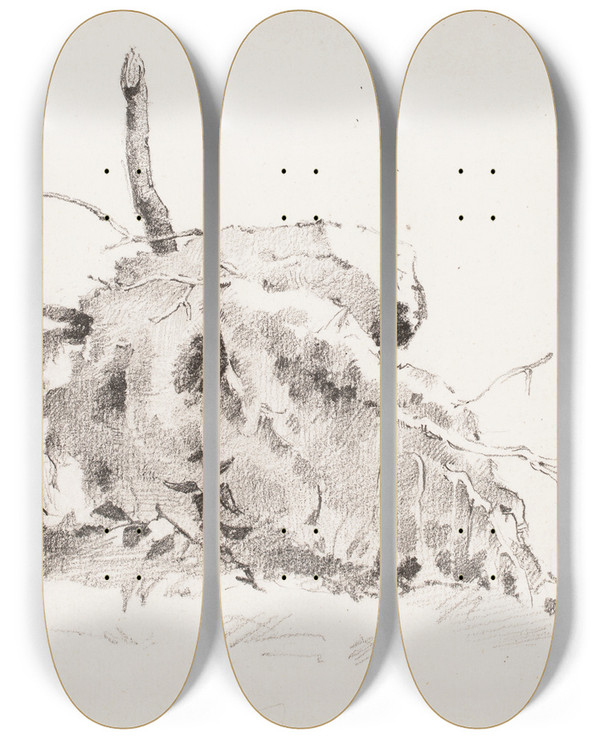 Triptych art skateboard deck of Helene Schjerfbeck Puun Juurakko by Helene Schjerfbeck (1862-1946)