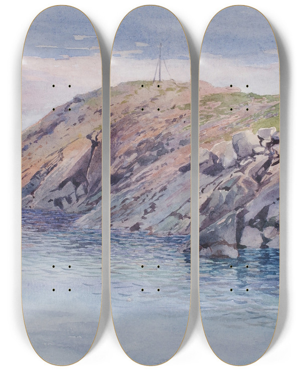 Triptych art skateboard deck of George Elbert Burr Venice_2 by George Elbert Burr (1859-1939)
