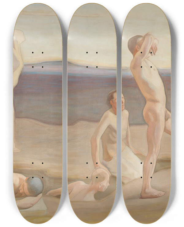 Triptych art skateboard deck of Magnus Enckell Resurrection_2 by Magnus Enckell (1870-1925)