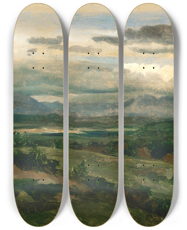 Triptych art skateboard deck of Jeanbaptistecamille Corot Civita Castellana by Jean-Baptiste-Camille Corot (1796-1875)