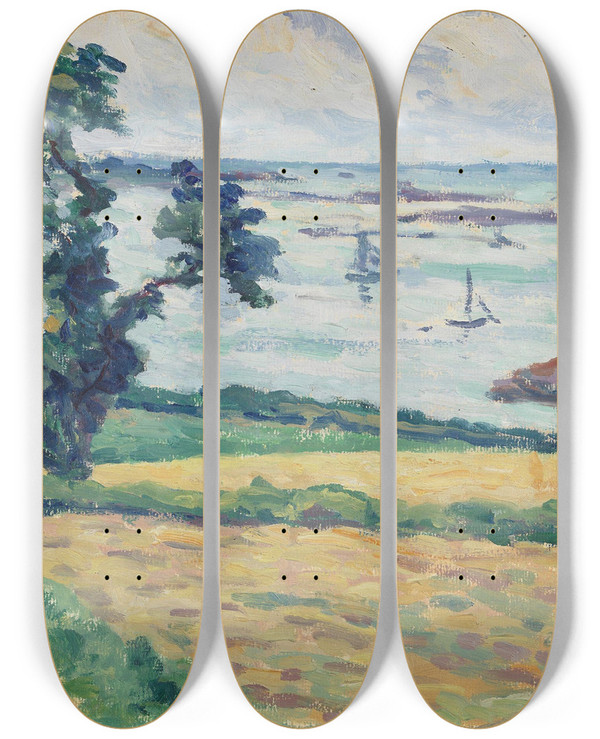Triptych art skateboard deck of Maximilien Luce Landscape by Maximilien Luce (1858-1941)