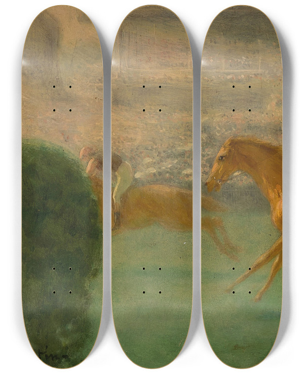 Triptych art skateboard deck of Louis Anquetin Saut Dobstacle by Louis Anquetin (1861-1932)