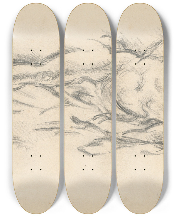 Triptych art skateboard deck of Paul Czanne Study Of Pugets Milo Of Crotona_2 by Paul Cezanne (1839-1906)