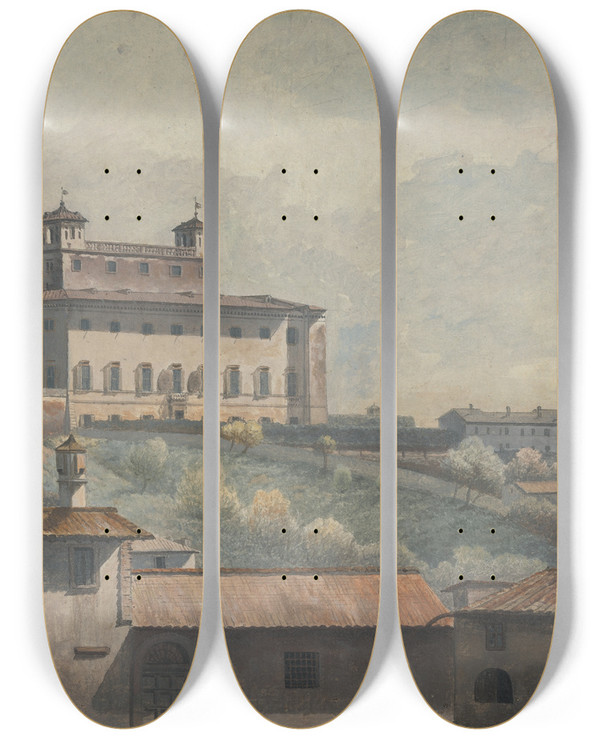 Triptych art skateboard deck of Thomas Jones Villa Medici Rome by Thomas Jones (1742-1803)