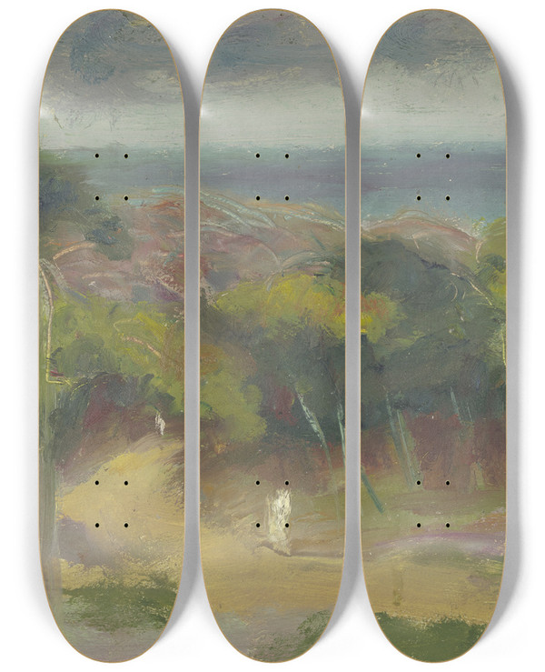 Triptych art skateboard deck of Arno Knig Seascape by Arno Konig (1894)
