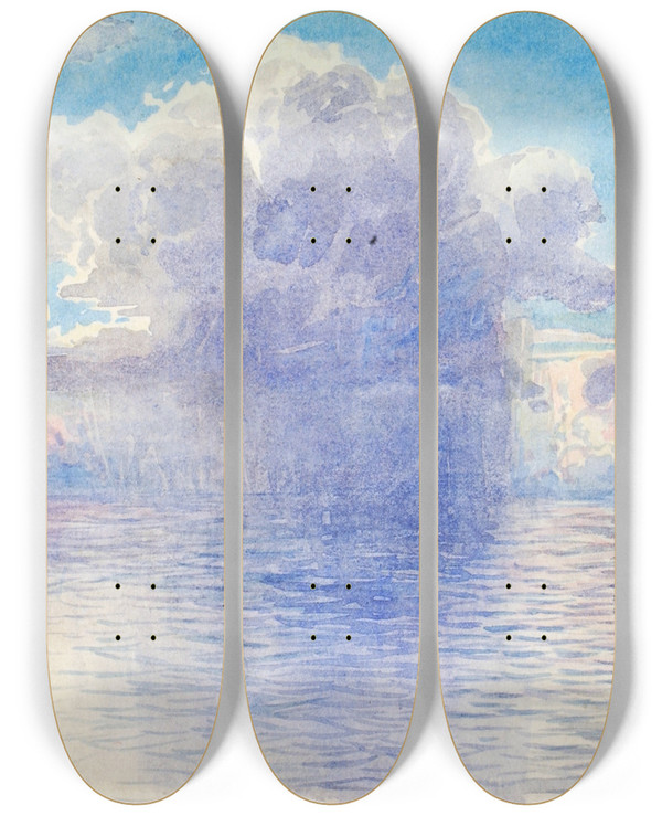 Triptych art skateboard deck of George Elbert Burr Venice_3 by George Elbert Burr (1859-1939)