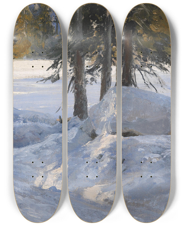 Triptych art skateboard deck of Edward Theodore Compton Wintersonne by Edward Theodore Compton (1849-1921)