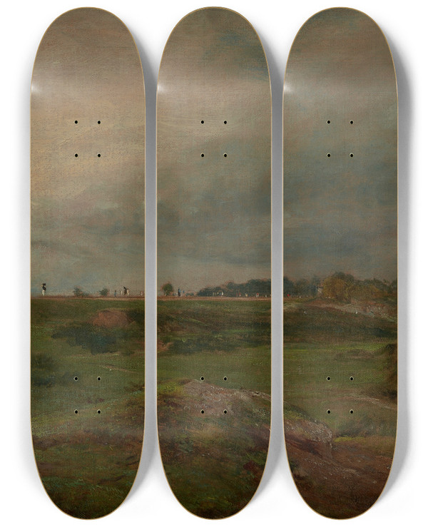 Triptych art skateboard deck of John Constable A Road Across Hampsteadheath by John Constable (1776-1837)