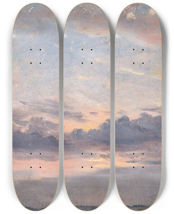 Triptych art skateboard deck of John Constable A Cloud Study Sunset by John Constable (1776-1837)