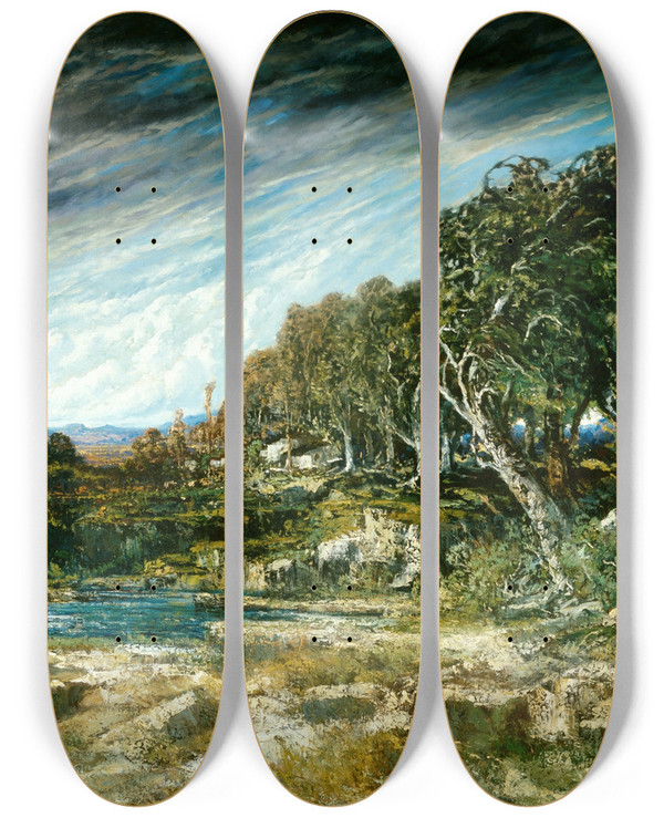 Triptych art skateboard deck of Gustave Courbet The Gust Of Wind by Gustave Courbet (1819-1877)