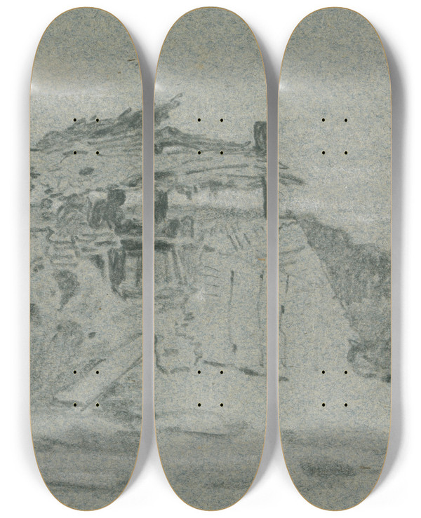 Triptych art skateboard deck of John Linnell Edgware Road London by John Linnell (1792-1882)