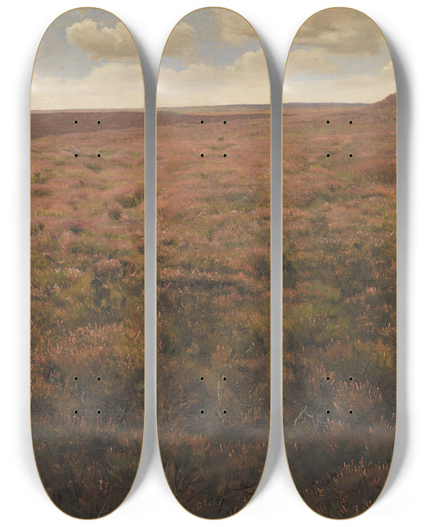 Triptych art skateboard deck of Frederik Vermehren Study Of A Moor by Frederik Vermehren (1823-1910)