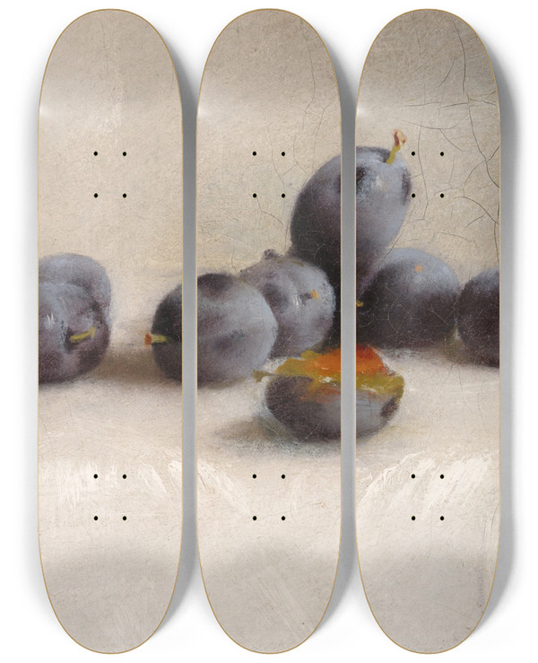 Triptych art skateboard deck of Joseph Decker Twelveplums by Joseph Decker (1853-1924)