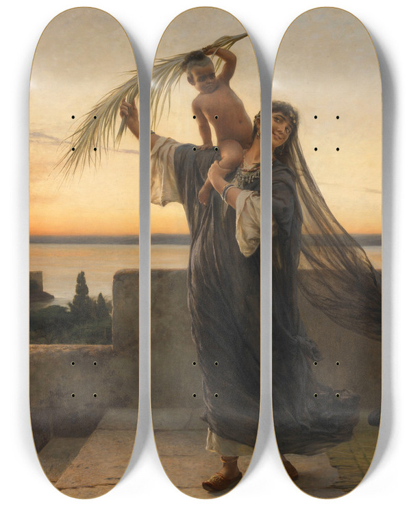 Triptych art skateboard deck of Karel Ooms At The Nile by Karel Ooms (1845-1900)