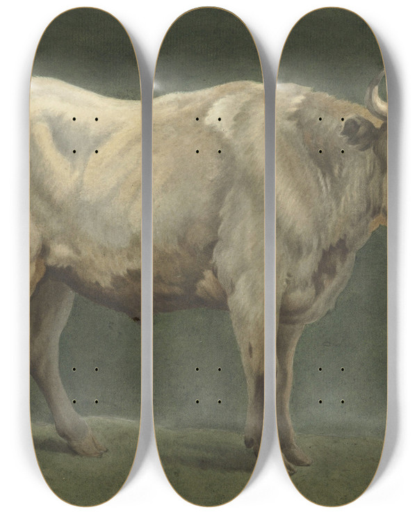 Triptych art skateboard deck of Jean Bernard Staande Stier Naar Rechts by Jean Bernard (1775-1833)