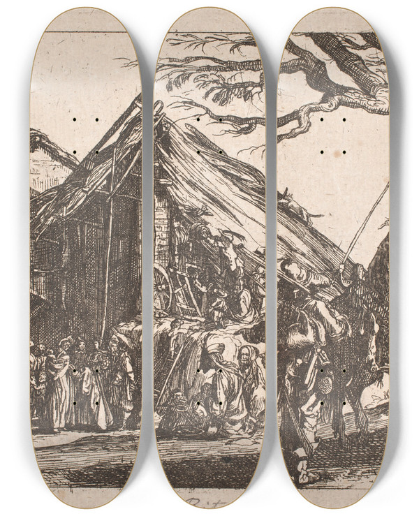 Triptych art skateboard deck of C Ritz Et Vrtshus by C Ritz
