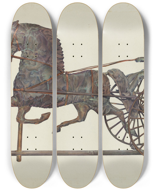 Triptych art skateboard deck of Victor F Muollo Copper Weather Vane by Victor F Muollo
