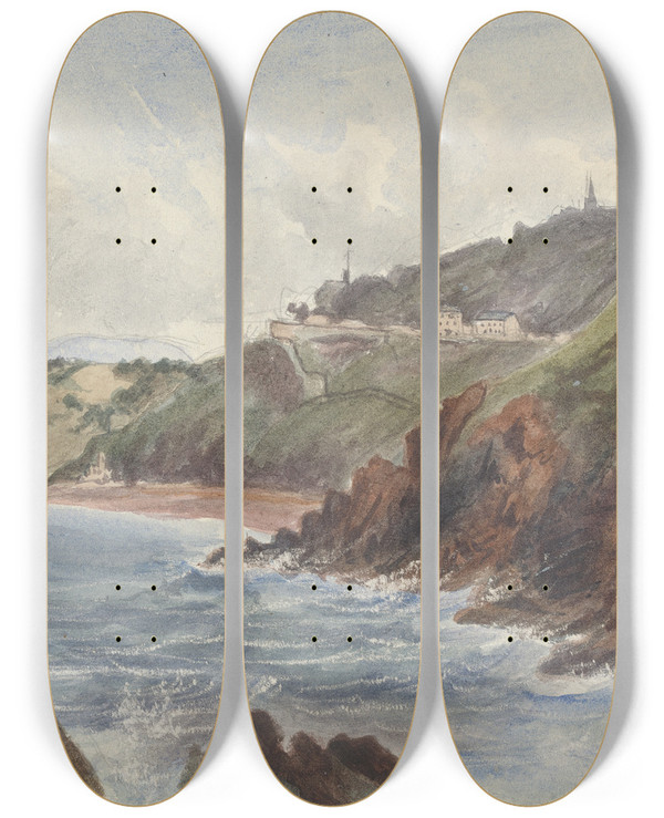 Triptych art skateboard deck of James Arthur Oconnor Bray Head by James Arthur Oconnor (1792-1841)