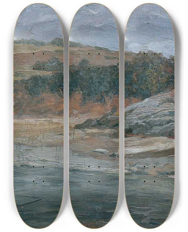 Triptych art skateboard deck of Alexander Demetrius Goltz Bretonische Kste by Alexander Demetrius Goltz (1857-1944)
