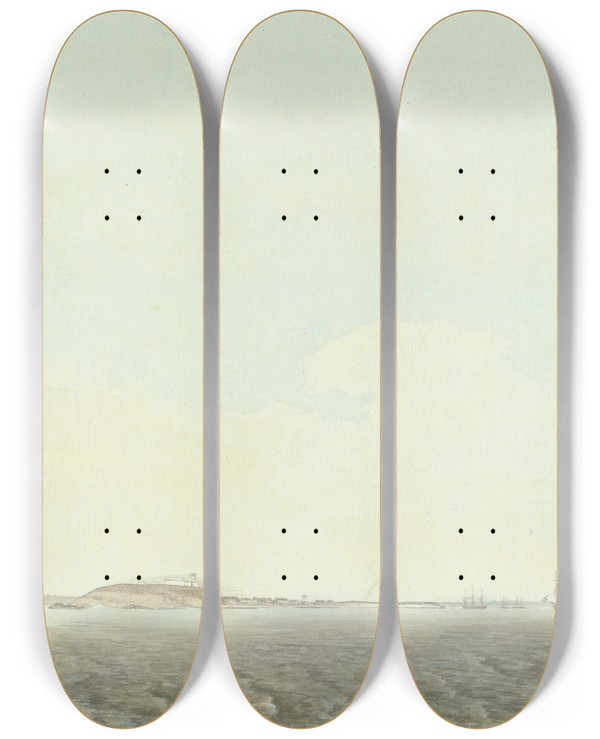 Triptych art skateboard deck of Samuel Davis Goree by Samuel Davis (1757-1819)