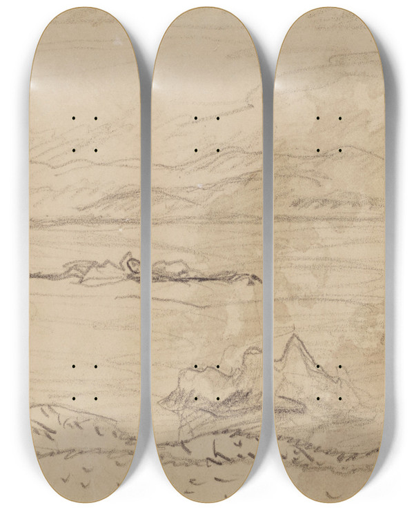 Triptych art skateboard deck of Pierre Bonnard Sainttropez_2 by Pierre Bonnard (1867-1947)