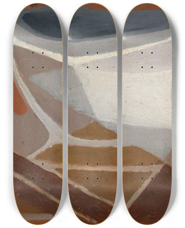 Triptych art skateboard deck of Juan Gris Bol Et Pipe by Juan Gris (1887-1927)