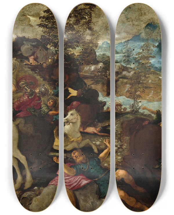 Triptych art skateboard deck of Jacopo Tintoretto The Conversion Of Saint Paul by Jacopo Tintoretto (1518-1594)