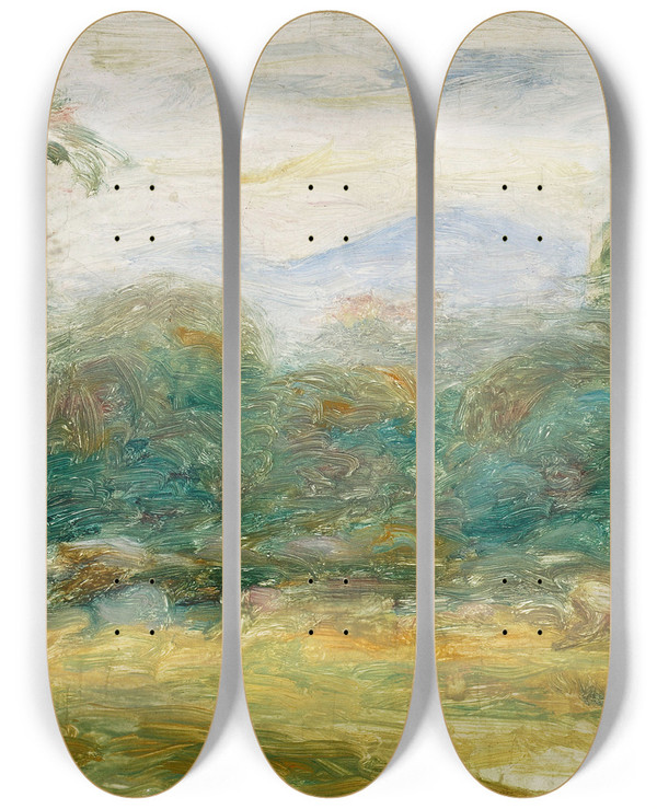 Triptych art skateboard deck of Pierreauguste Renoir Landscape From The South Of France Cagnessurmer by Pierre-Auguste Renoir (1841-1919)